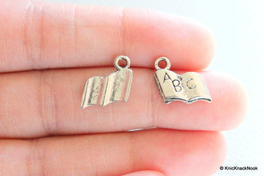 Silver Alphabet 'ABC' Book Charms x 4